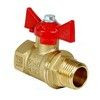 Кран шаровой латунь 11Б27фт1М Ду 25 Ру40 ВР/НР бабочка красная VALFEX VF.218.LB1.100.N/P59, миниатюра — 0