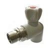 Клапан (вентиль) PP-R запорный серый Дн 25х3/4" Ру25 НР угловой для радиатора RTP (РосТурПласт) 15823